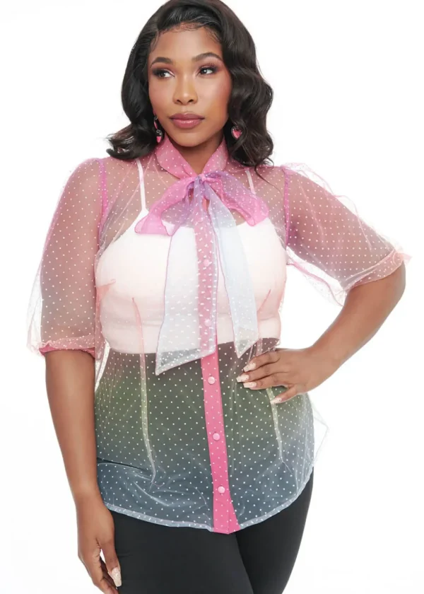 Unique Vintage Gwen Rainbow 40's Blouse Multicolour