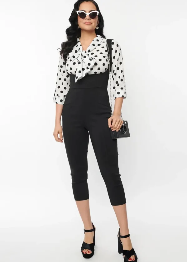 Unique Vintage Olivia Sheer Polkadot 50's Blouse White