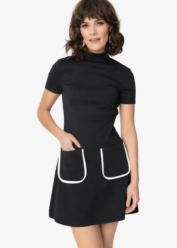 Unique Vintage Smak Parlor Wave Maker 60's Mod Dress Black