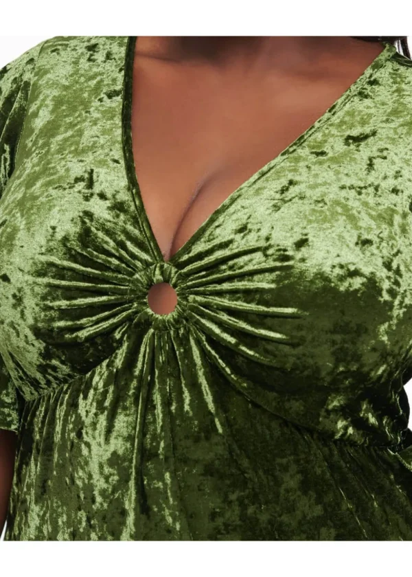 Unique Vintage Smak Parlous Mossy Glamour Velvet Maxi Dress Green