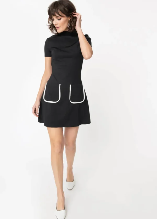 Unique Vintage Smak Parlor Wave Maker 60's Mod Dress Black