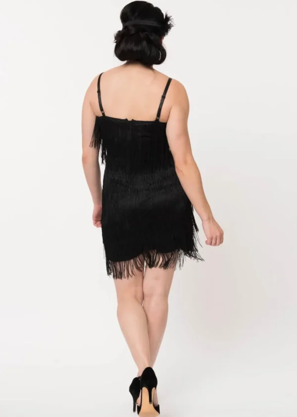 Unique Vintage Speakeasy 20's Flapper Dress Black