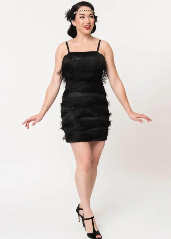 Unique Vintage Speakeasy 20's Flapper Dress Black