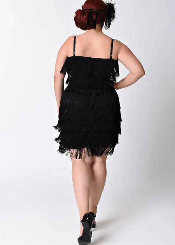Unique Vintage Speakeasy 20's Flapper Dress Black