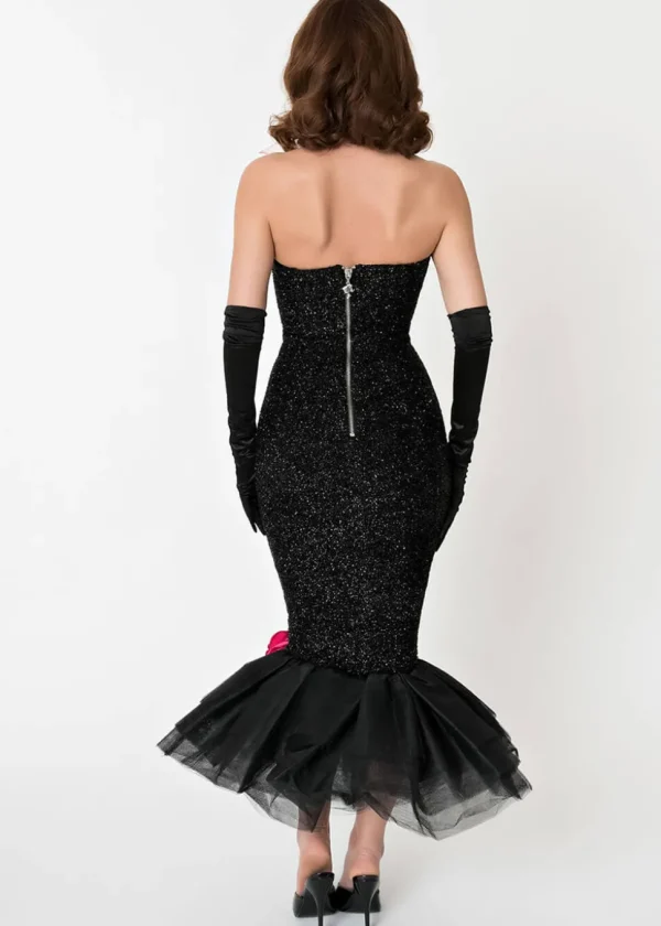 Unique Vintage x Barbie Solo In The Spotlight Strapless Wiggle Dress Black