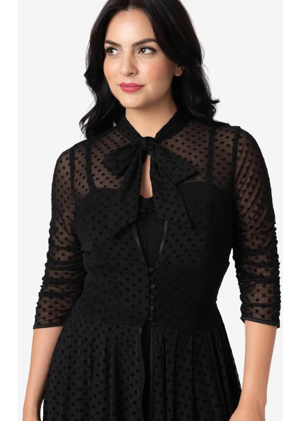 Unique Vintage x I Love Lucy Dot Starlet 50's Duster Black