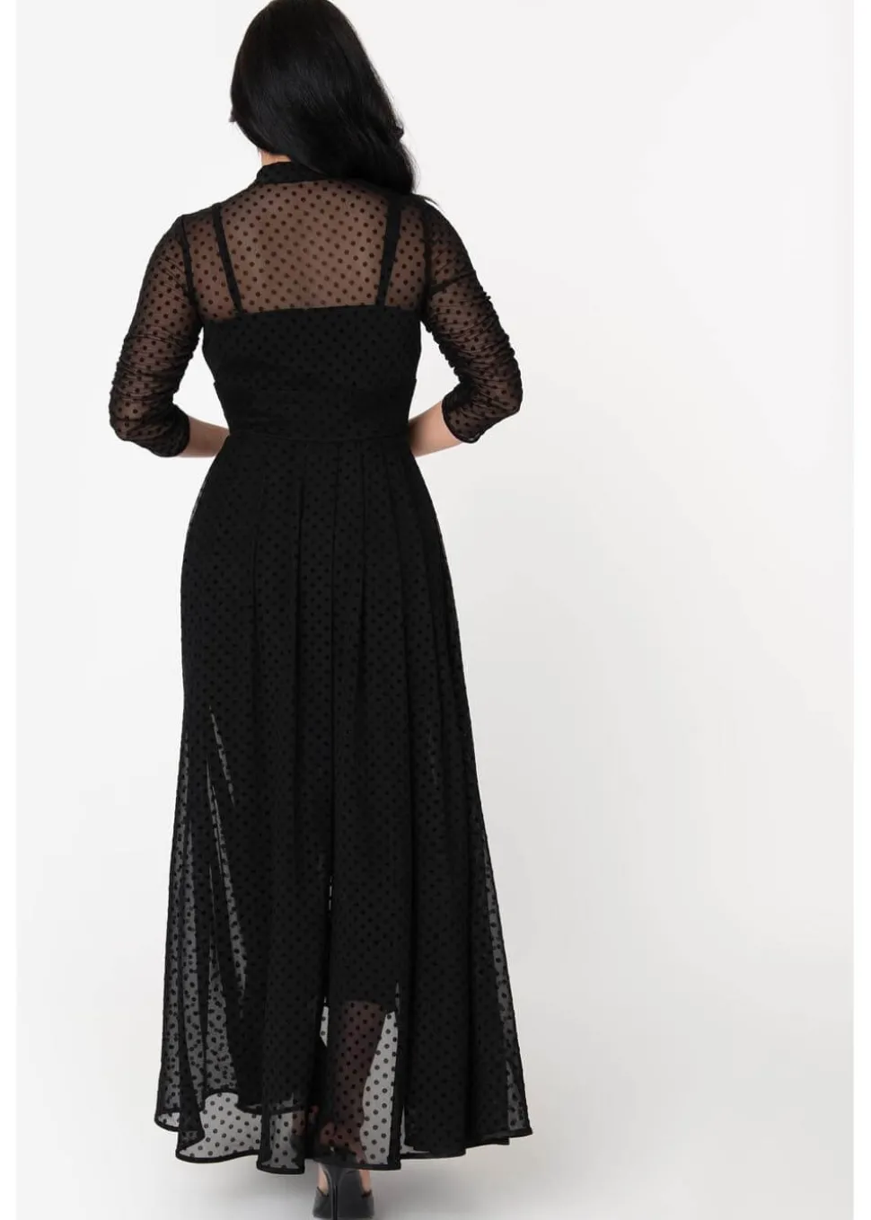 Unique Vintage x I Love Lucy Dot Starlet 50's Duster Black
