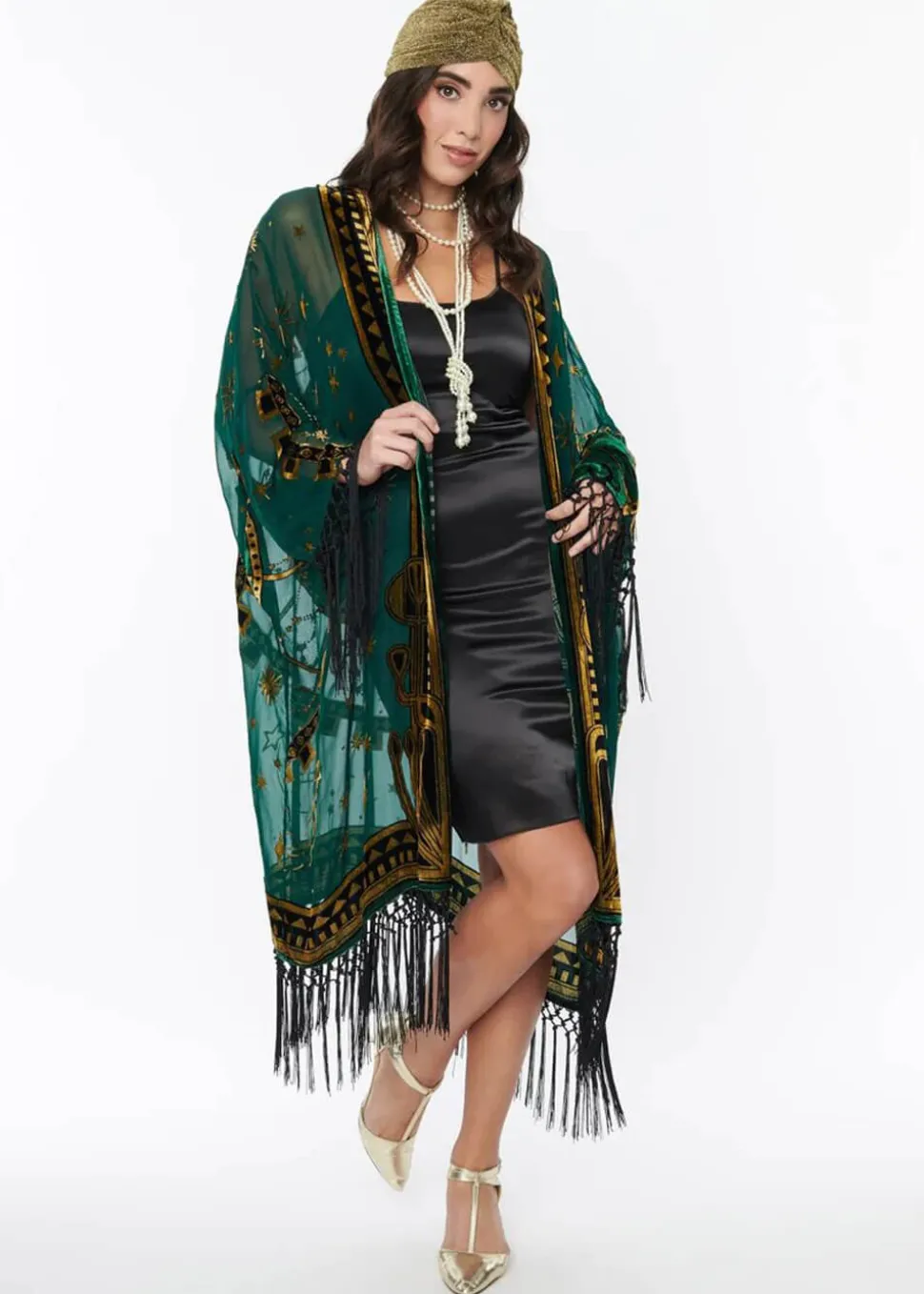 unique_vintage_zodiac_fri_2.webp Unique Vintage Zodiac Fringe 20's Kimono Green