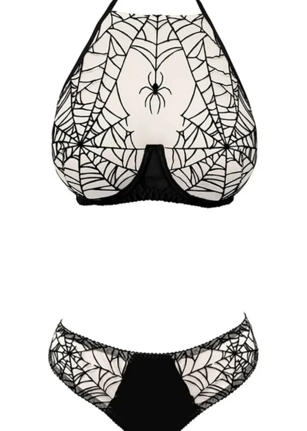 Videnoir Spiderweb Halter BH Nude Black