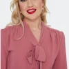Voodoo Vixen Heart Button 40's Blouse Pink