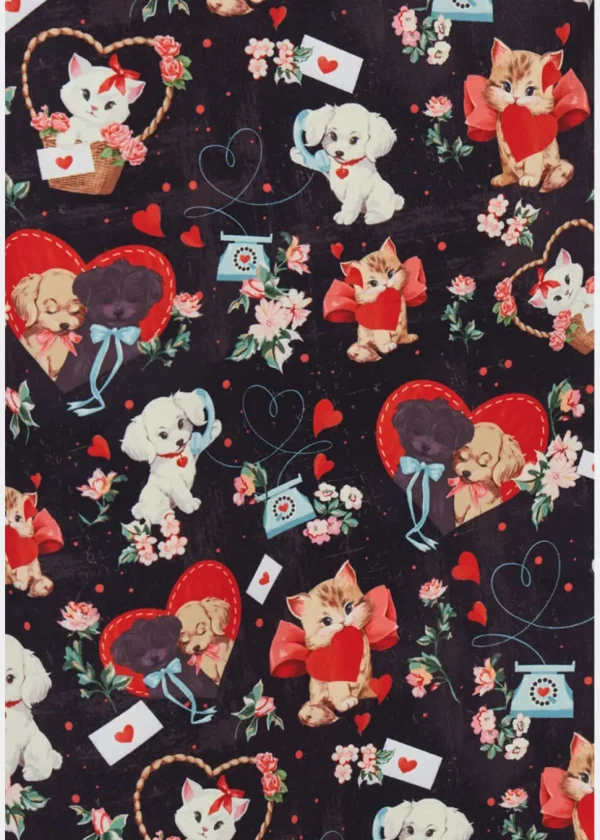 Voodoo Vixen Puppy And Kitten Valentines Skirt Black