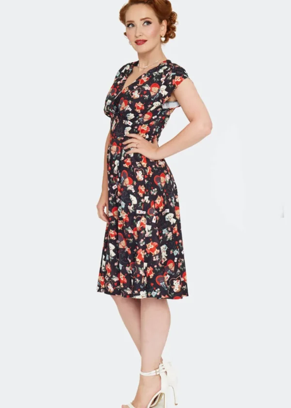 Voodoo Vixen Puppy And Kitten Valentines 40's Dress Black