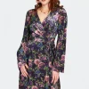 Voodoo Vixen Secret Garden Velvet Floral 70's Wrap Dress Navy