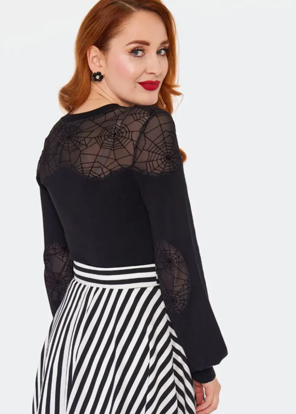 Voodoo Vixen Spiderweb Mesh 50's Sweater Black