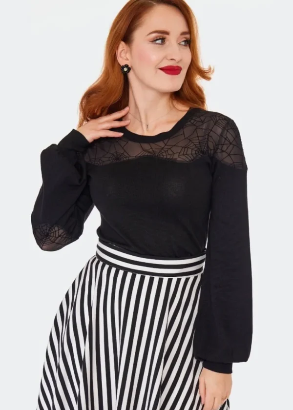 Voodoo Vixen Spiderweb Mesh 50's Sweater Black