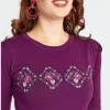 Voodoo Vixen Tea Party Floral 40's Sweater Purple