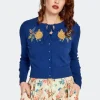 Voodoo Vixen Ticking Clock 50's Cardigan Blue