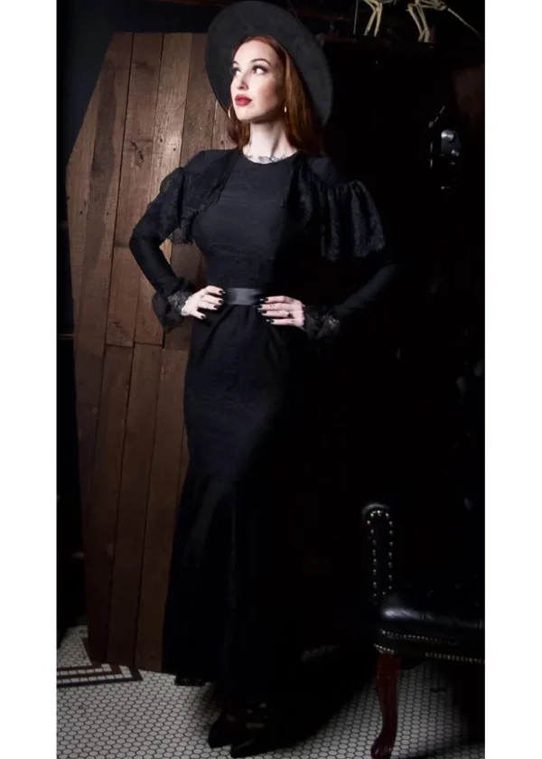 Witchwood Borden Lace Mermaid Maxi Dress Black