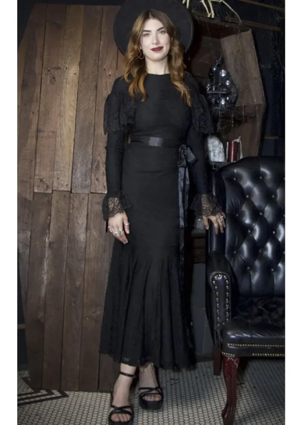 Witchwood Borden Lace Mermaid Maxi Dress Black
