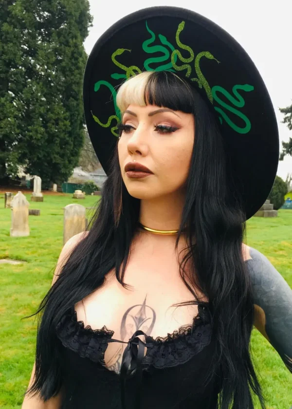 Witchwood Medusa Web XL Vegan Felt Hat Black