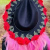 Witchwood Mourning Red Roses Vegan Felt Hat Black
