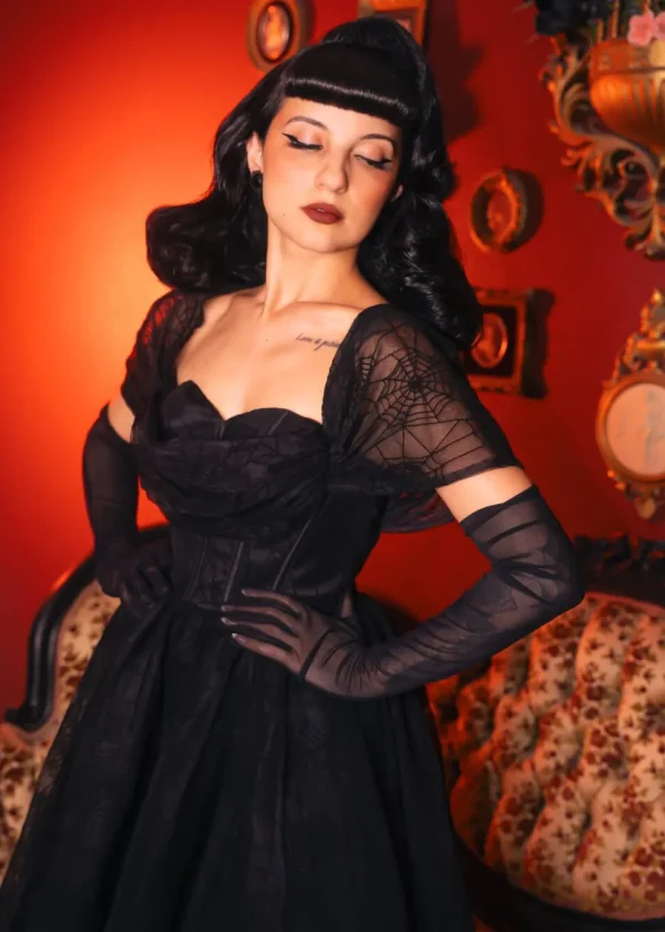 Witchwood Octavia's Web Spider Web Swing Dress Black