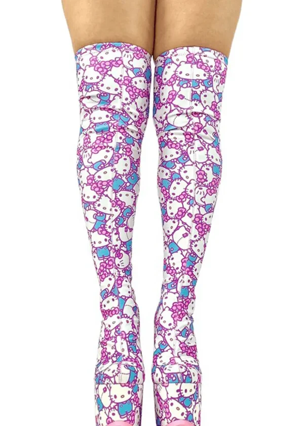 YRU Shoes x Hello Kitty Labyrinth Kawaii Platform Boots White