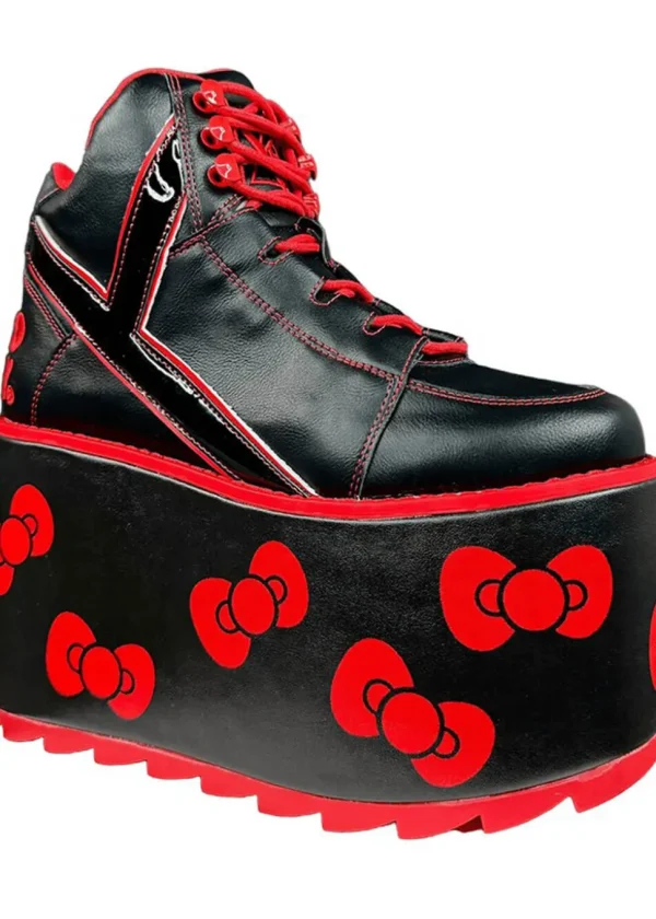 YRU Shoes x Hello Kitty Qozmo Bow Platform Shoes Black Red