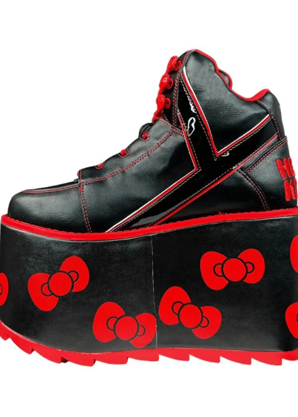 YRU Shoes x Hello Kitty Qozmo Bow Platform Shoes Black Red