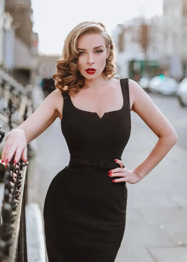 Zoe Vine Pandora 50's Pencil Dress Black