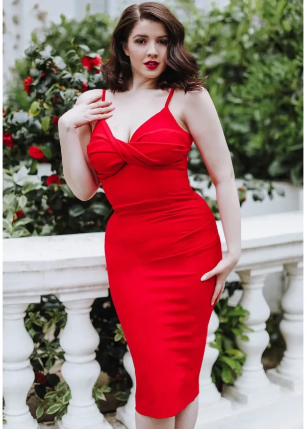 Zoe Vine Rae 50's Pencil Dress Red